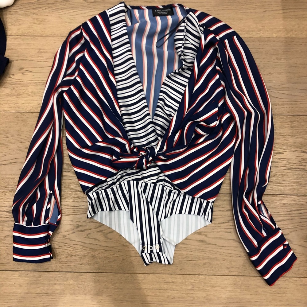 Zara two tone body suit blouse